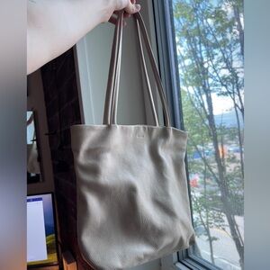 Baggu Pebbled Leather Beige/Cream Tote Purse